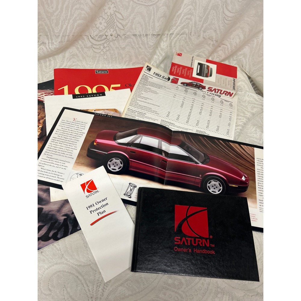 Vintage 1991-1996 Saturn Owners Manual Brochures Price List and VHS‎ Tape Lot
